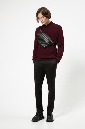 Sweter HUGO Regular Fit Ciemny Czerwone Męskie (Pl24286)